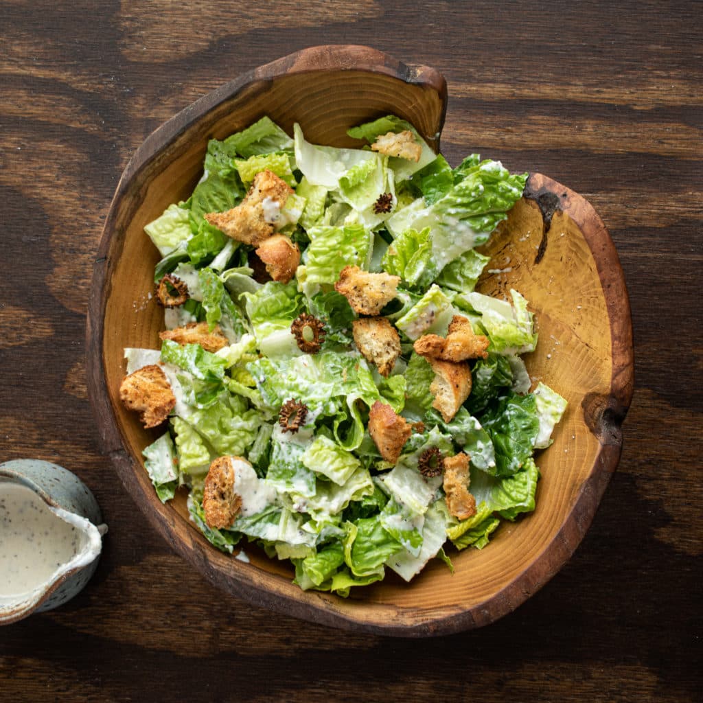 Add croutons and crispy morels.