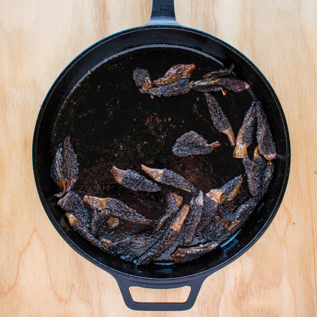 Brown maple butter morels