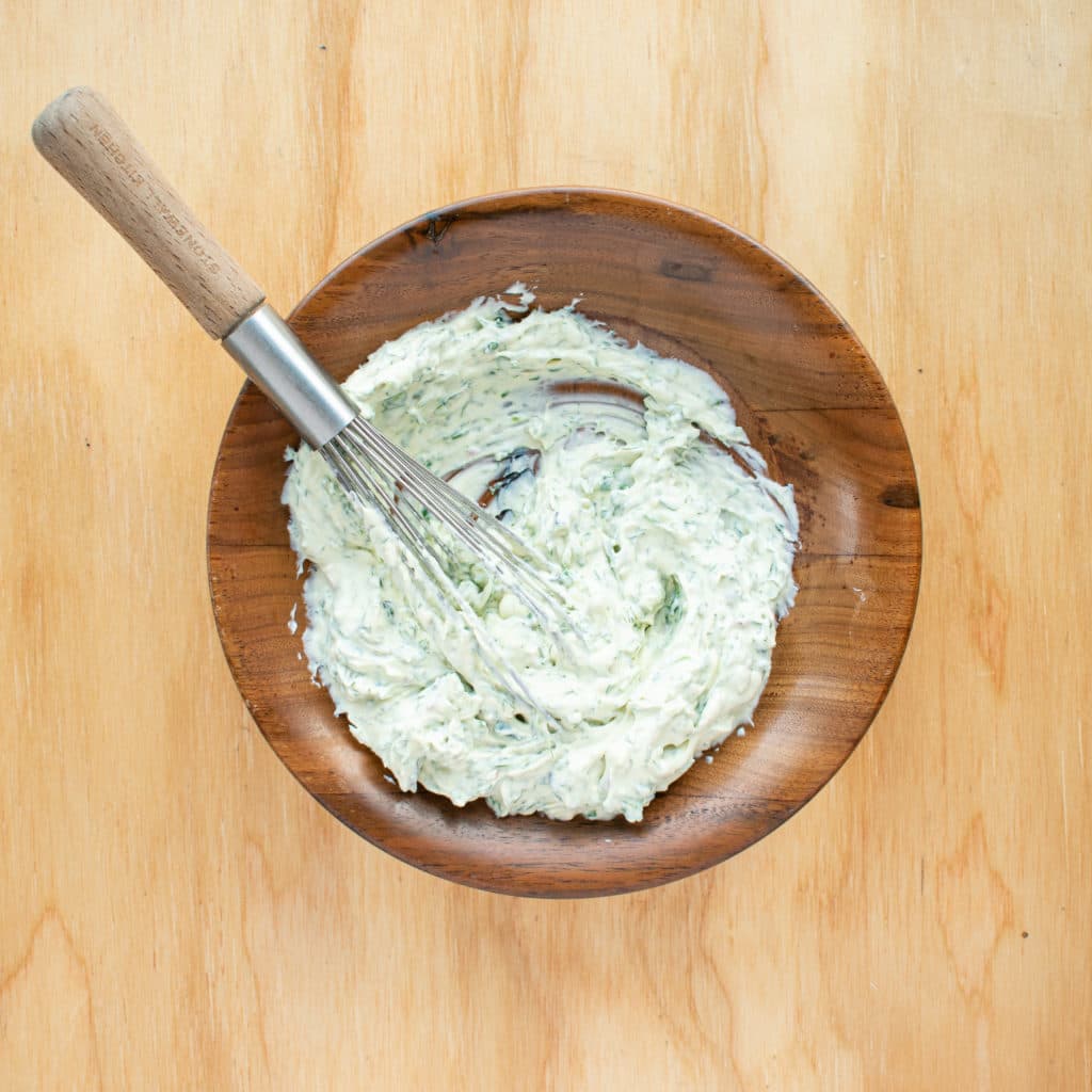 Mix garlic cream cheese
